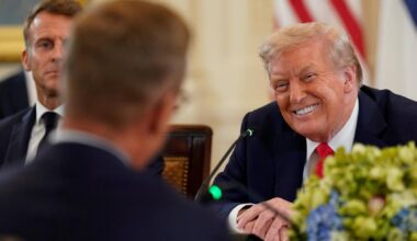 El presidente Trump, reunido con los líderes europeos en Washington.