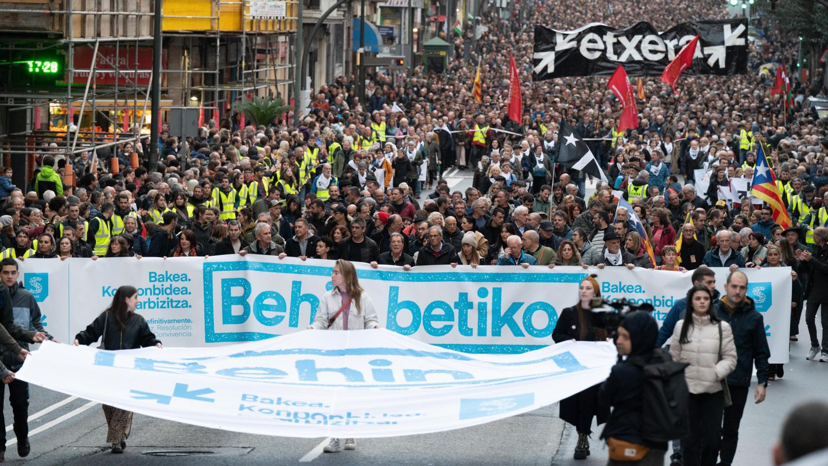 Una protesta, convocada por Sare el pasado enero en Bilbao, en favor de los presos de ETA,