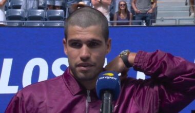 Alcaraz atiende a los medios tras su duelo ante Darderi.