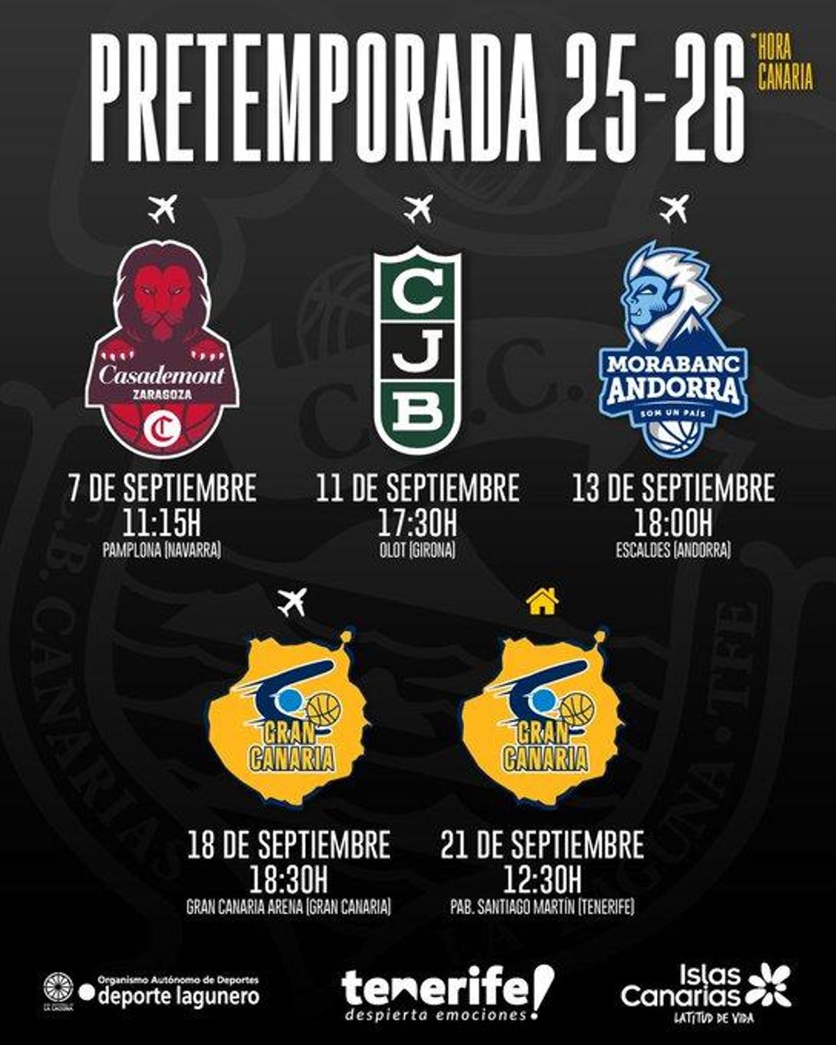 Calendario de pretemporada de La Laguna Tenerife.