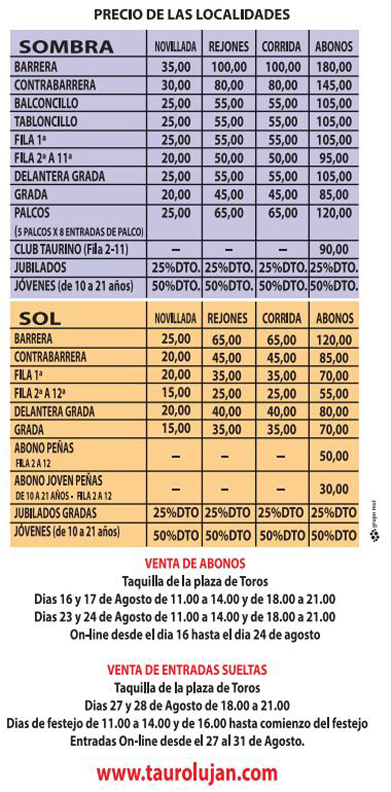 Feria taurina de Calahorra 2025 precios
