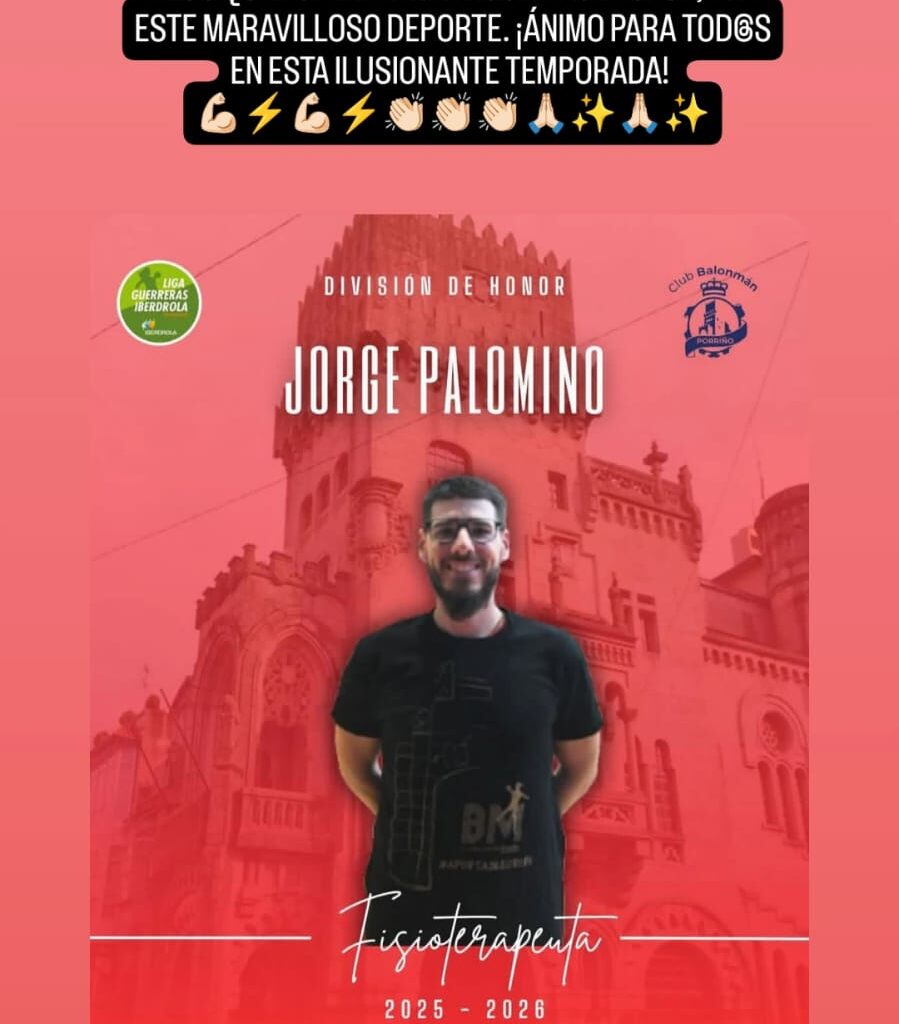 Jorge Palomino, nuevo fisioterapeuta del Balonmano Femenino O Porriño
