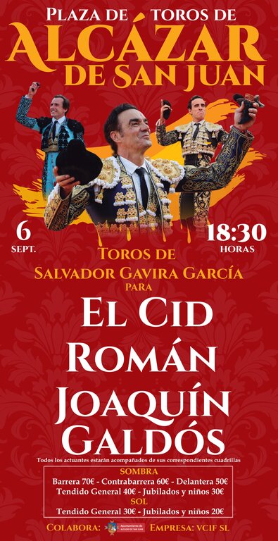 El Cid, Román y Joaquín Galdós, cartel de lujo en la Gran Corrida de Feria 2025 en Alcázar