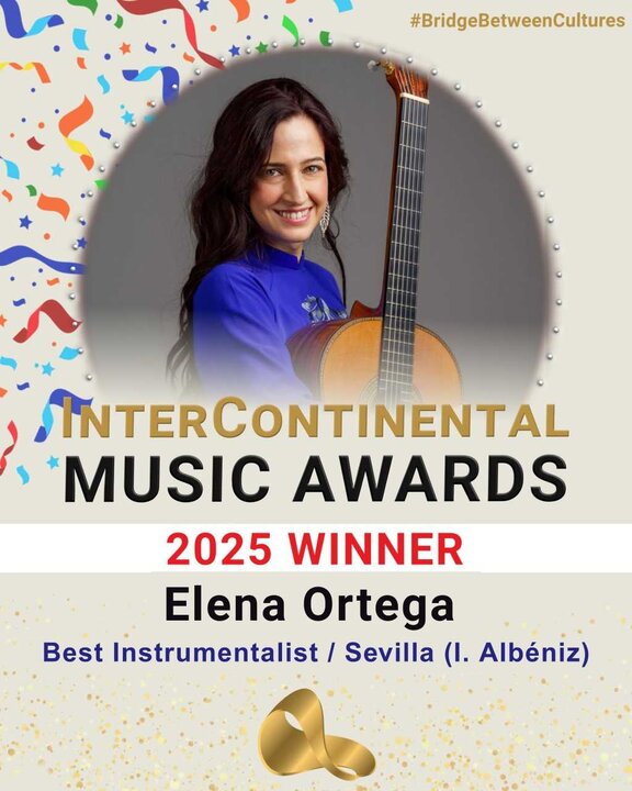 Elena Ortega, guitarrista con raíces en Velilla de los Ajos, premiada en el InterContinental Music Awards de Los Ángeles