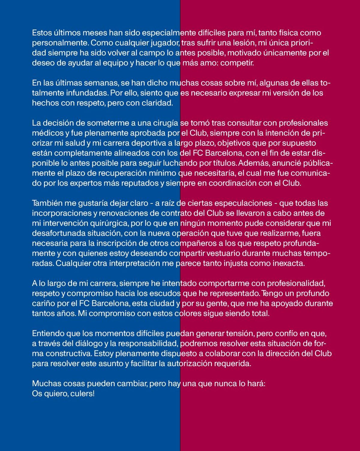 El comunicado de Ter Stegen