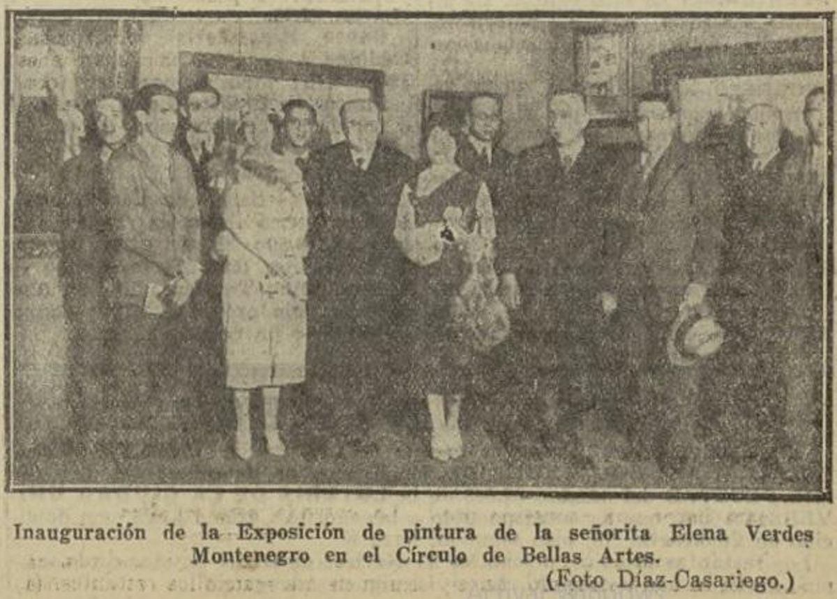 Fotonoticia en El Liberal de una de las exposiciones de Verdes Montenegro en 1933.