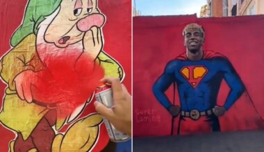 Restauran el mural vandalizado de Lamine Yamal con los siete enanitos de Blancanieves