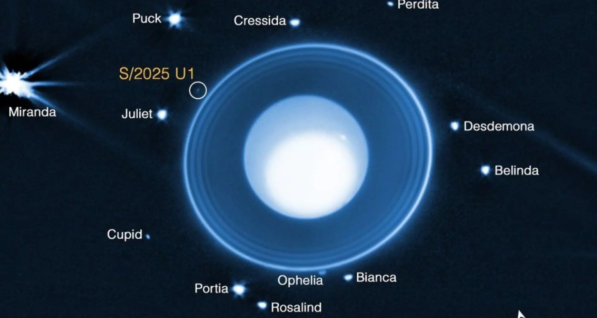 El telescopio espacial James Webb de la NASA descubre una diminuta luna nueva alrededor de Urano