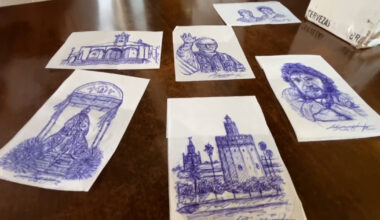 Un artista de Sevilla se viraliza por convertir las servilletas de bar de toda la vida en obras de arte