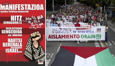 YALA NAFARROA Manifestación el domingo en Pamplona para exigir el fin del genocidio y romper relaciones con Israel