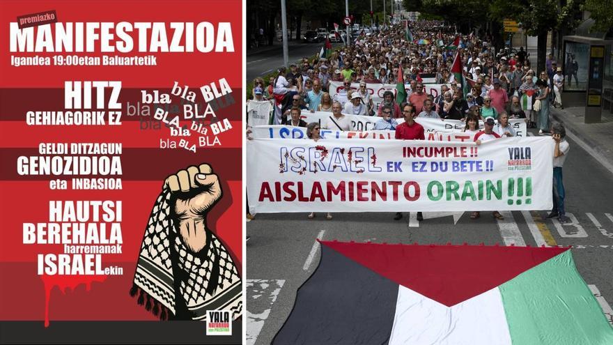 YALA NAFARROA Manifestación el domingo en Pamplona para exigir el fin del genocidio y romper relaciones con Israel
