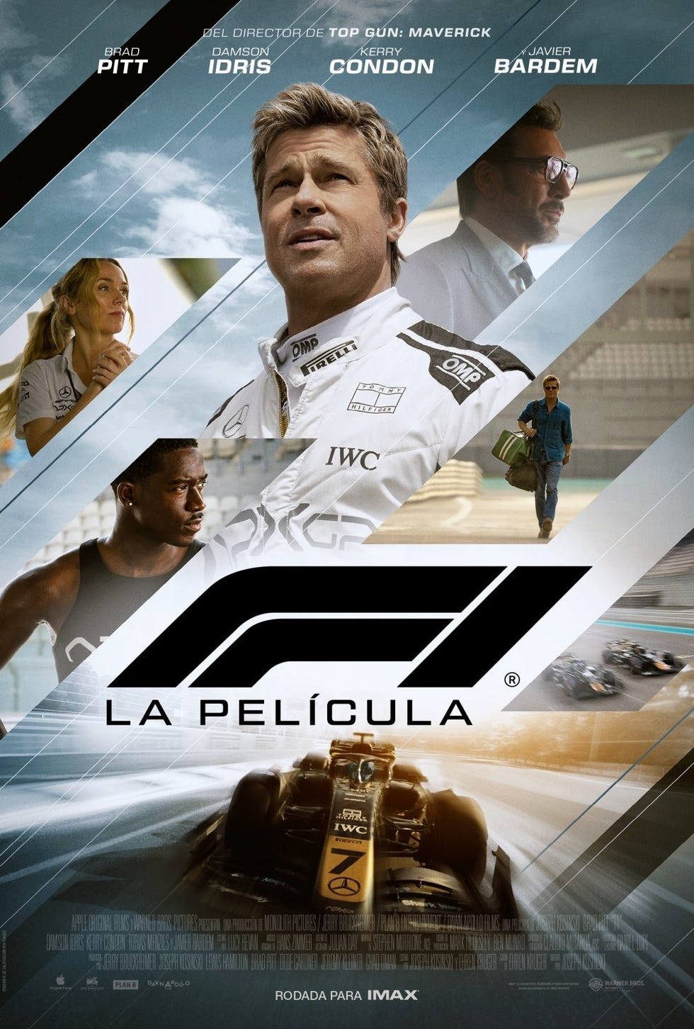 promotional poster for a film titled f1 la pelicula featuring prominent actors