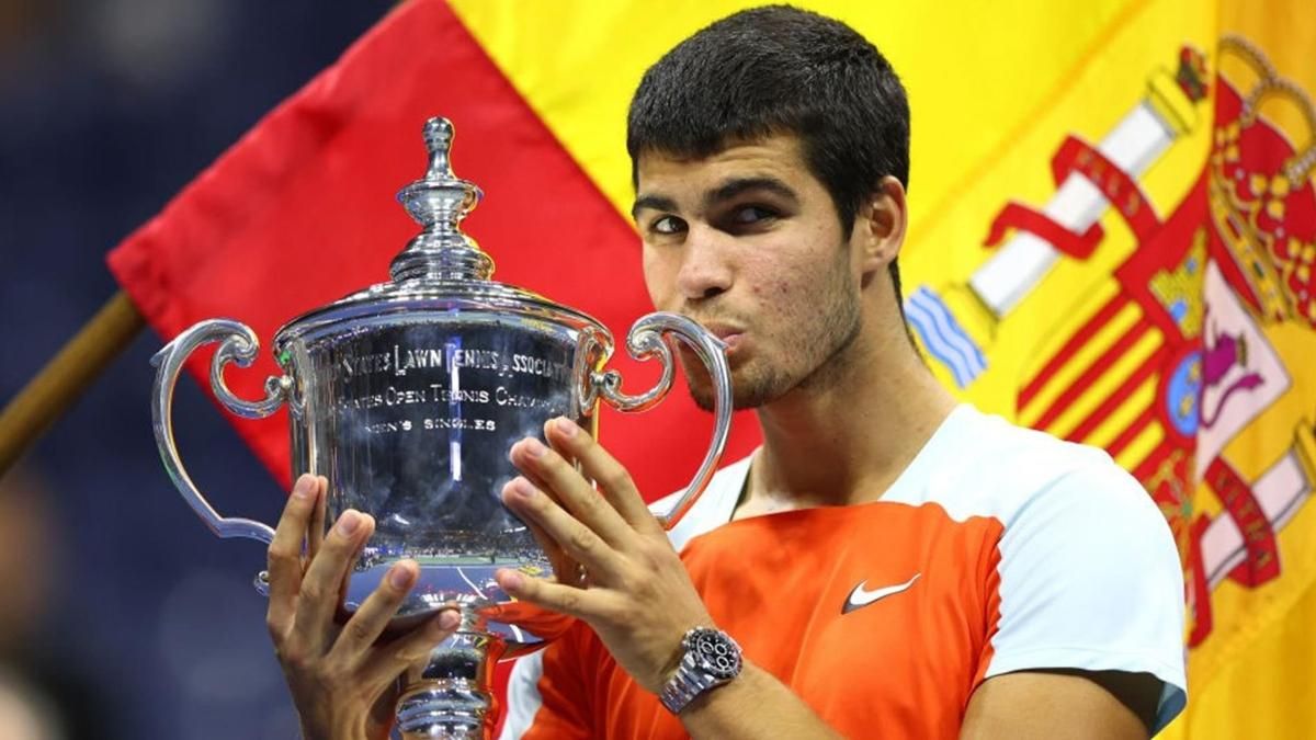 Carlos Alcaraz en 2022 tras ganar el US Open