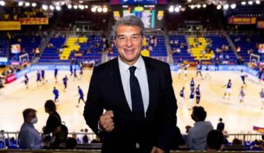 Joan Laporta, en el Palau Blaugrana