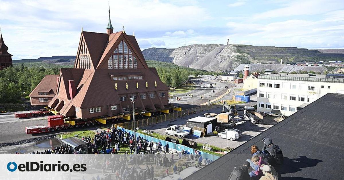 un pueblo de Suecia traslada de una sola pieza su iglesia de 670 toneladas