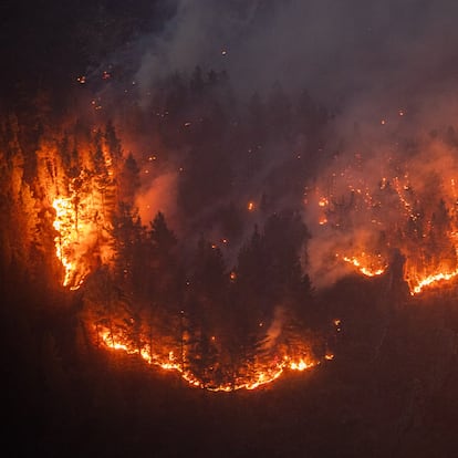 Avance del fuego, a 26 de agosto de 2025, en Cañones del Sil, Lugo, Galicia (España). Las condiciones parecen mejorar en la provincia de Lugo, especialmente azotada estos días por la ola de incendios que arrasa Galicia desde hace dos semanas. Así, la Situación 2 ya se ha desactivado en A Pobra do Brollón y el incendio originado en A Fonsagrada se ha dado por estabilizado.
27 AGOSTO 2025
Adrián Irago / Europa Press
26/08/2025