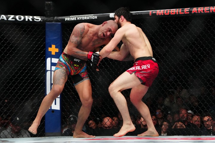 Alex Pereira y Magomed Ankalaev se reencuentran dentro de un octágono. (Stephen R. Sylvanie/Reuters)