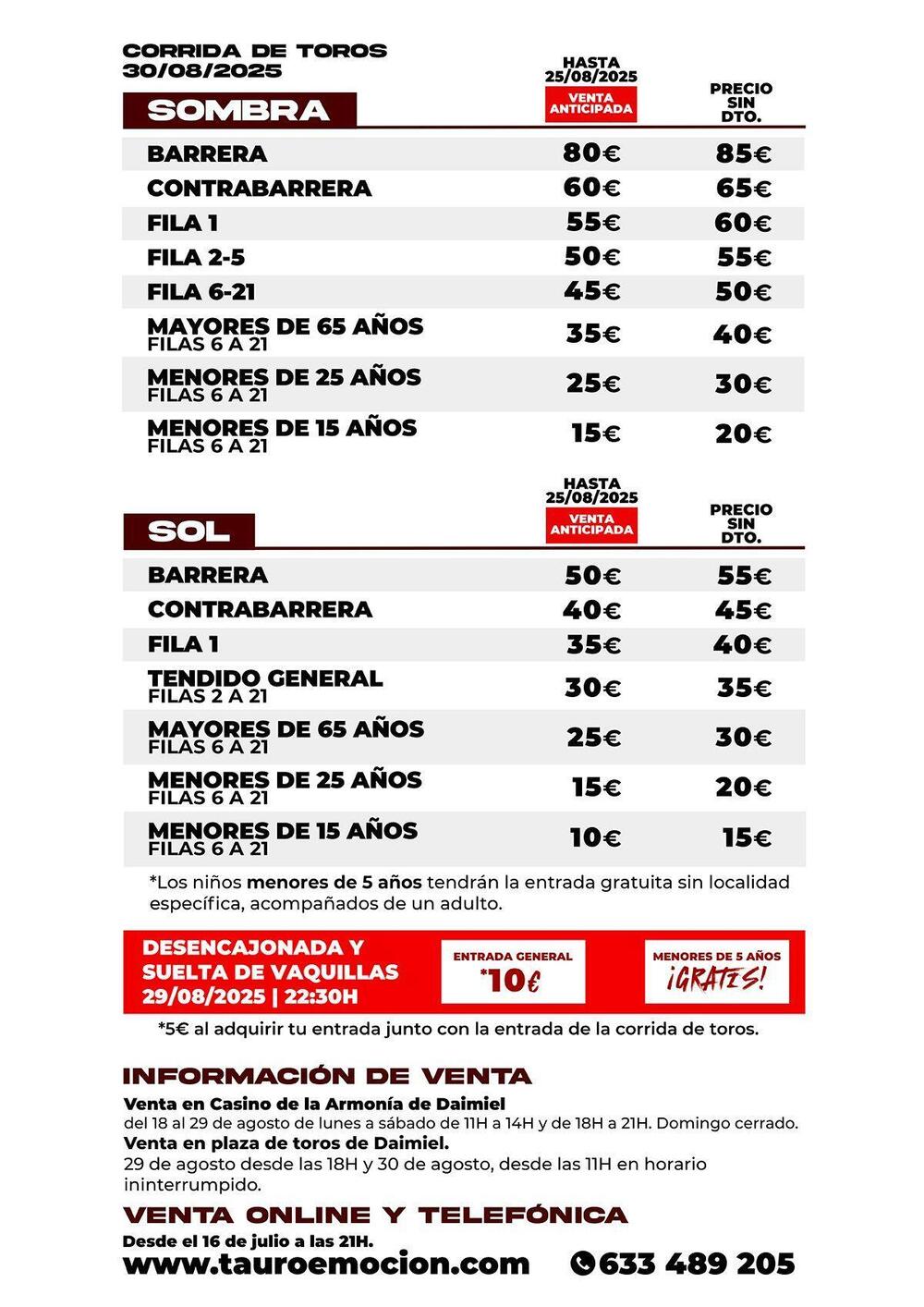 Venta anticipada con descuentos para la corrida de toros