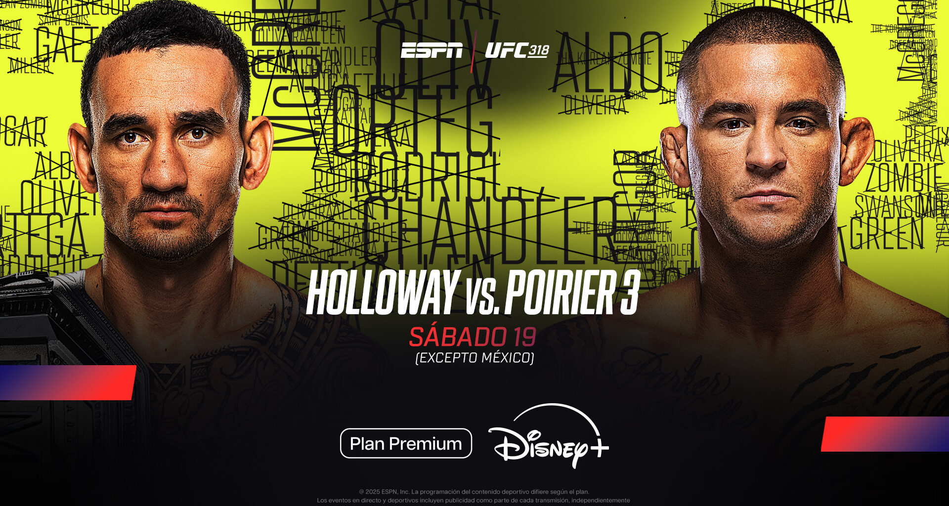 ESPN KNOCKOUT trae a DISNEY+ el UFC 318, con el esperado tercer capítulo Holloway vs. Poirier