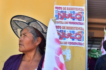 Una seguidora de Evo Morales