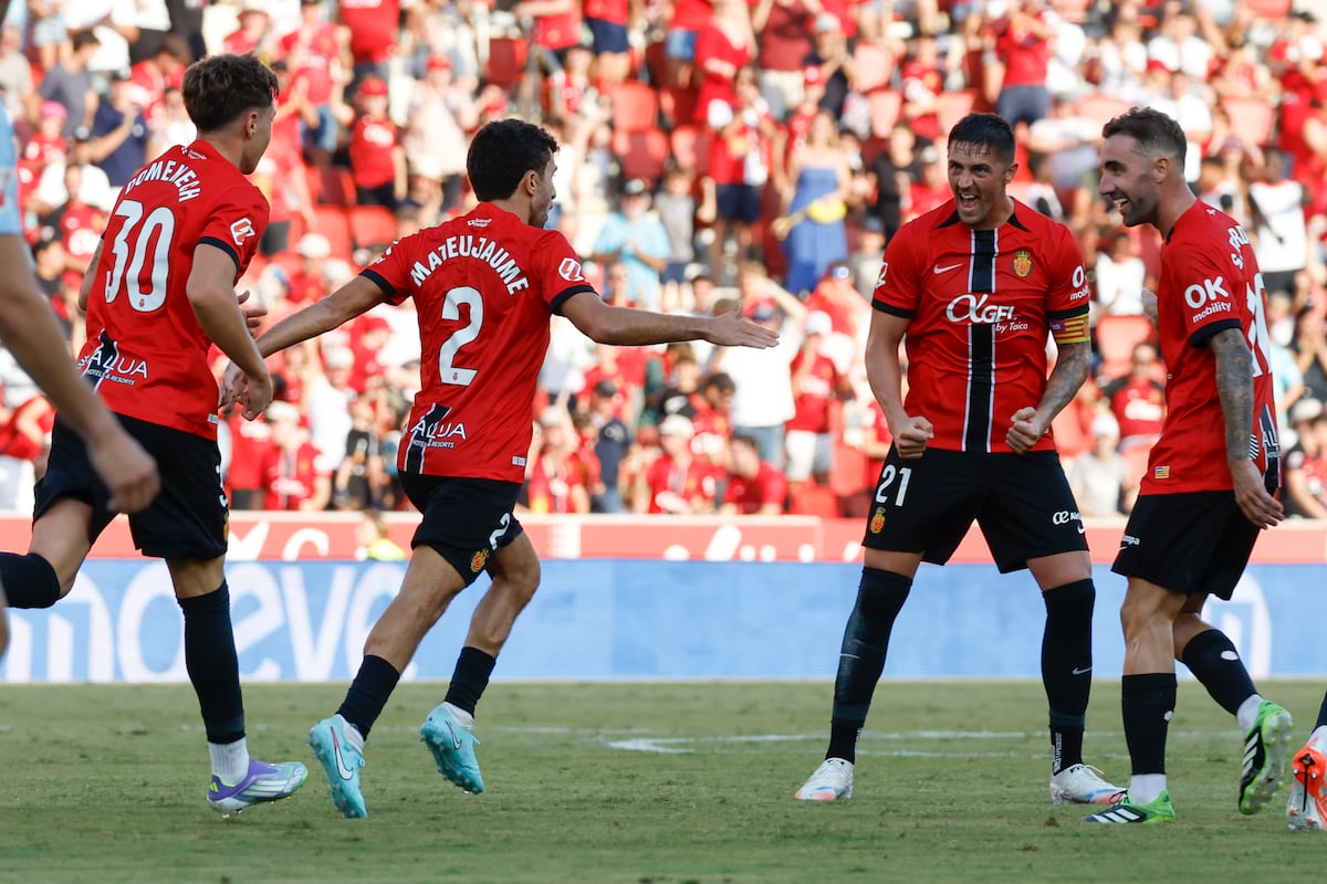 Los jugadores del Mallorca celebran este sábado el tanto del empate.