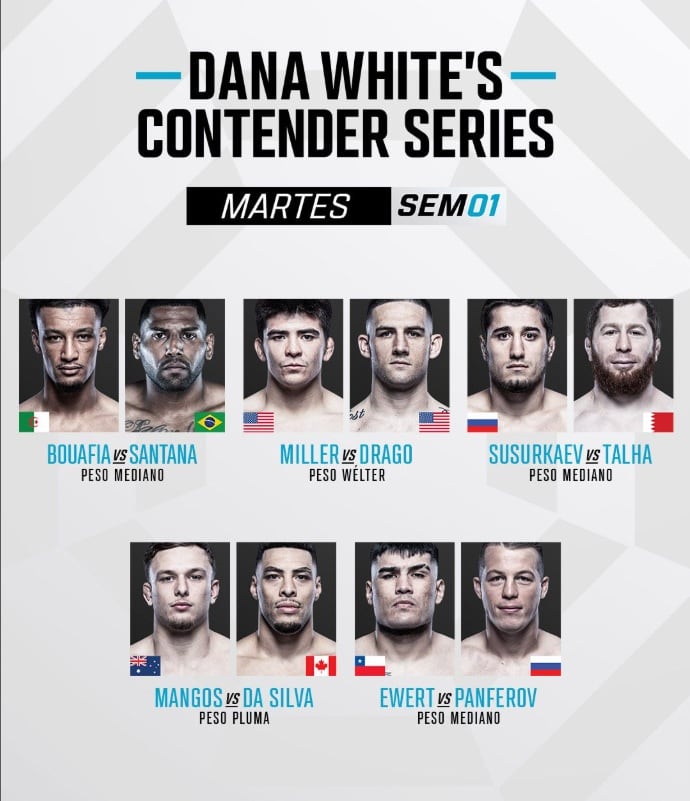 Primer card del Dana White's Contender Series 2025. (UFC)