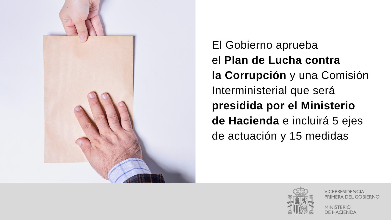 El Gobierno aprueba el Plan de Lucha contra la Corrupción y crea una Comisión Interministerial para su puesta en marcha y seguimiento: Ministerio de Hacienda