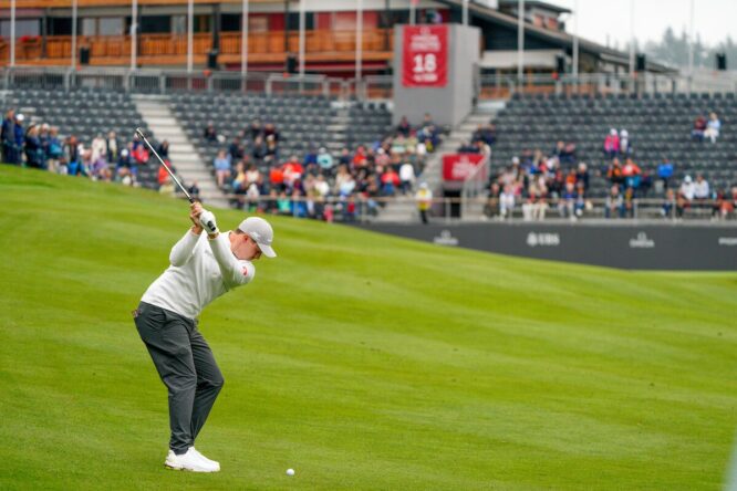 Matthew Fitzpatrick esta semana en el Crans-sur-Sierre Golf Club. © Golffile | Thos Caffrey