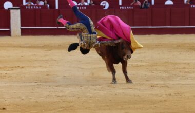 Artazos, alumno de la Escuela de Tauromaquia de Valencia, cogido de gravedad