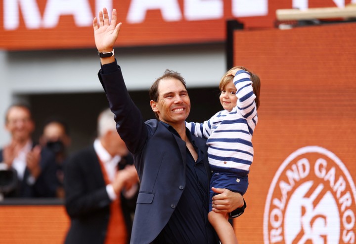 Rafa Nadal, este año en Roland Garros con su hijo.