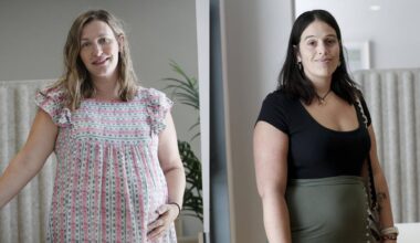 A la izquierda, Luisa Espases, que dentro de unos meses tendrá a su segundo bebé y ha participado en el programa PROM. A la derecha, Raquel Fernández, madre de tres niños, en su último embarazo también ha participado en el programa.