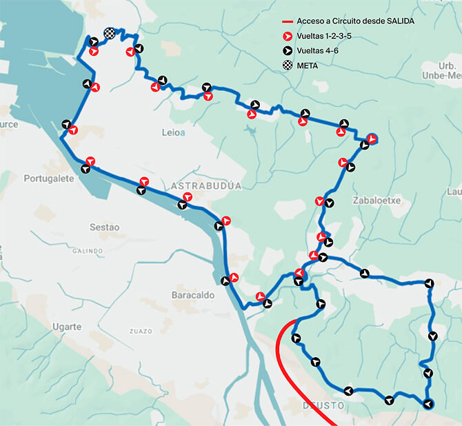 Mapa del recorrido completo del Circuito de Getxo 2025