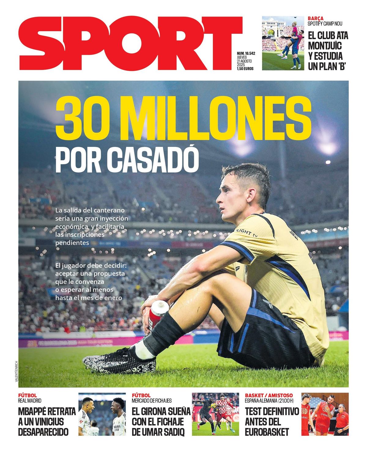 Estas es la portada de SPORT de hoy jueves, 21 de agosto de 2025