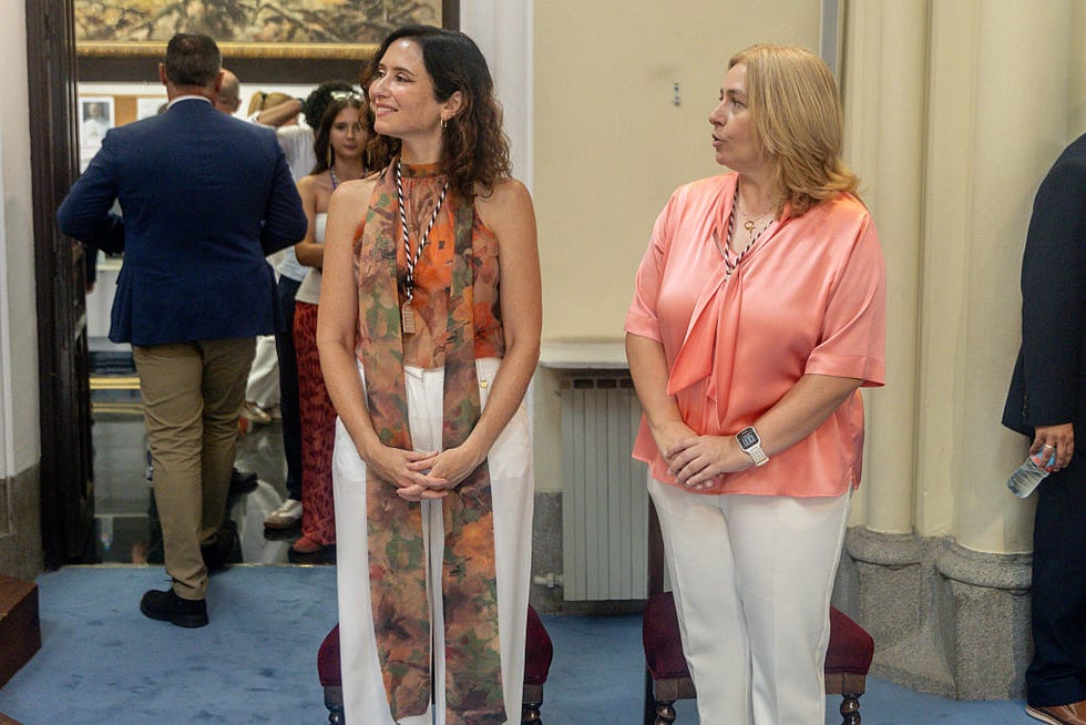madrid, spain august 15: the president of the community of madrid, isabel diaz ayuso (left), and the deputy mayor of madrid and acting mayor, inma sanz (right). (photo by ricardo rubio/europa press via getty images)