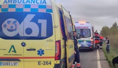Cortada la A-471 en Lebrija por un accidente múltiple, que obliga al traslado en helicóptero de algunos heridos
