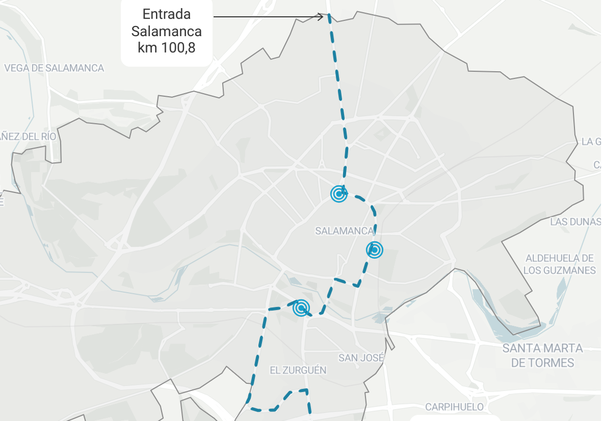 Las calles de Salamanca por las que 'volará' la Vuelta: un paso fugaz y sin límite de velocidad por el centro de la ciudad