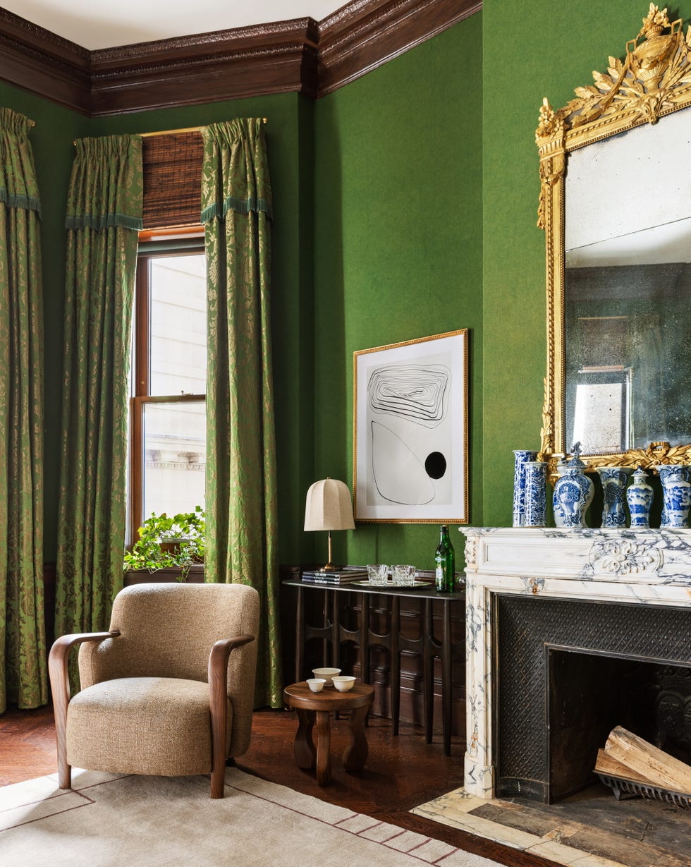 dormitorio decorado en verde