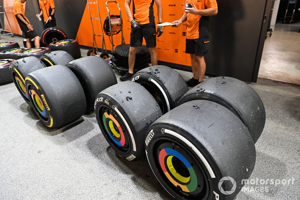 Set di pneumatici Pirelli medi e duri utilizzati dalla McLaren