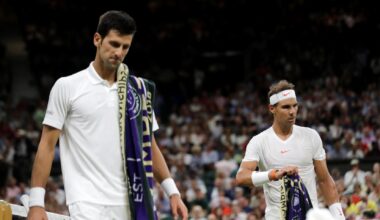 Djokovic y Nadal, durante las semifinales de Wimbledon
