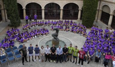 La cantera y el primer equipo, ayer en la Diputación
