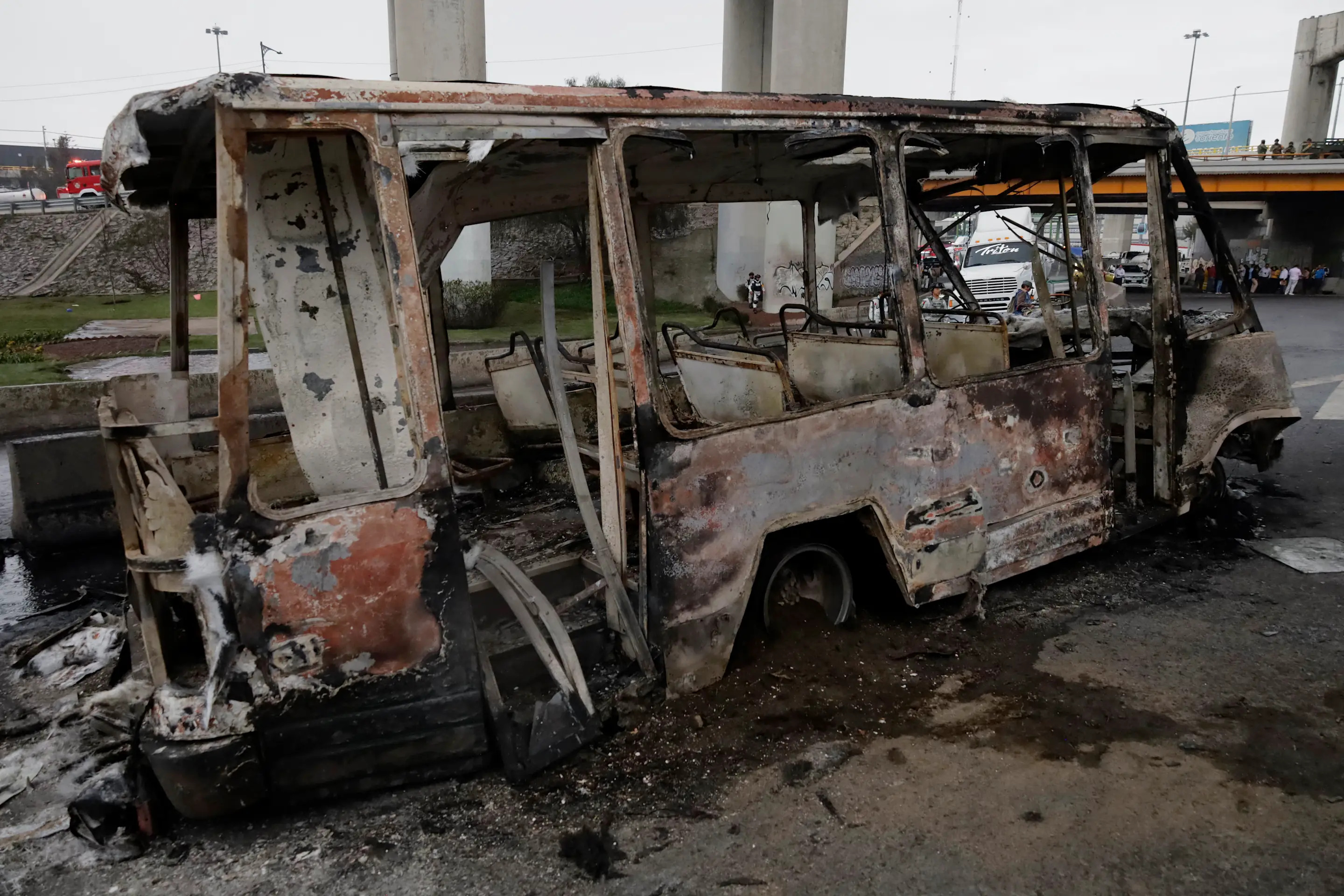 Vehicles burn after a gas pipeline explosion in the town of La Concordia in the Iztapalapa borough of Mexico City, Mexico, on September 10, 2025, where 70 people are injured and three die. Firefighters, civil protection, the army, police, the National Guard, and police respond to the scene. (Photo by Gerardo Vieyra/NurPhoto via Getty Images)