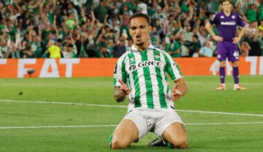 Antony celebra un gol del Betis.