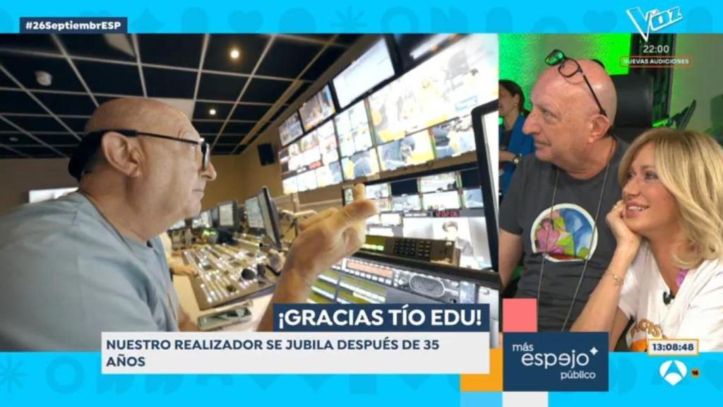 Susanna Griso y el realizador de 'Espejo Público'.