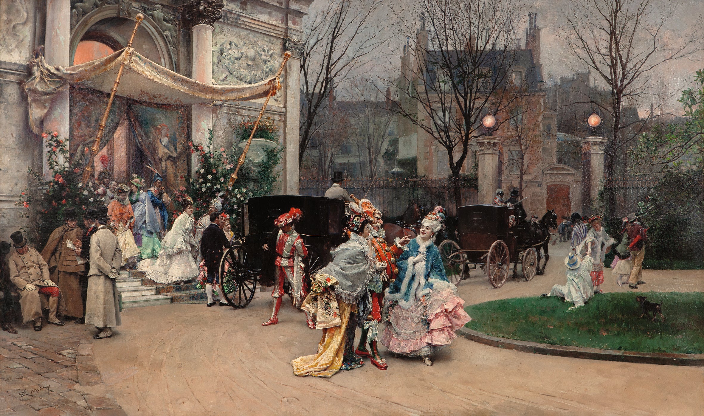 Imagen principal - Arriba, 'Salida del baile de máscaras', 1878. Sobre estas líneas, a la izquierda, Aline Masson, detalle. A la derecha, 'La marquesa d'Hervey Saint-Denys como la diosa Diana', 1888
