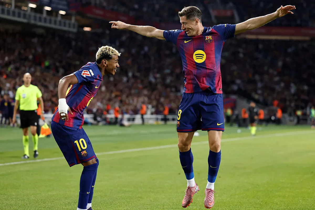 Lamine reaparece para llevar al Barça al liderato tras vencer a una Real estrellada en los palos - El Mundo