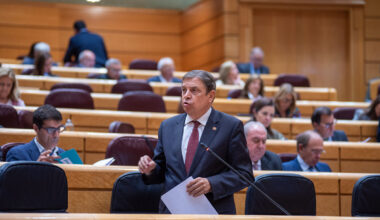 El ministro de Agricultura, Pesca y Alimentación, Luis Planas, durante su intervención en el Senado