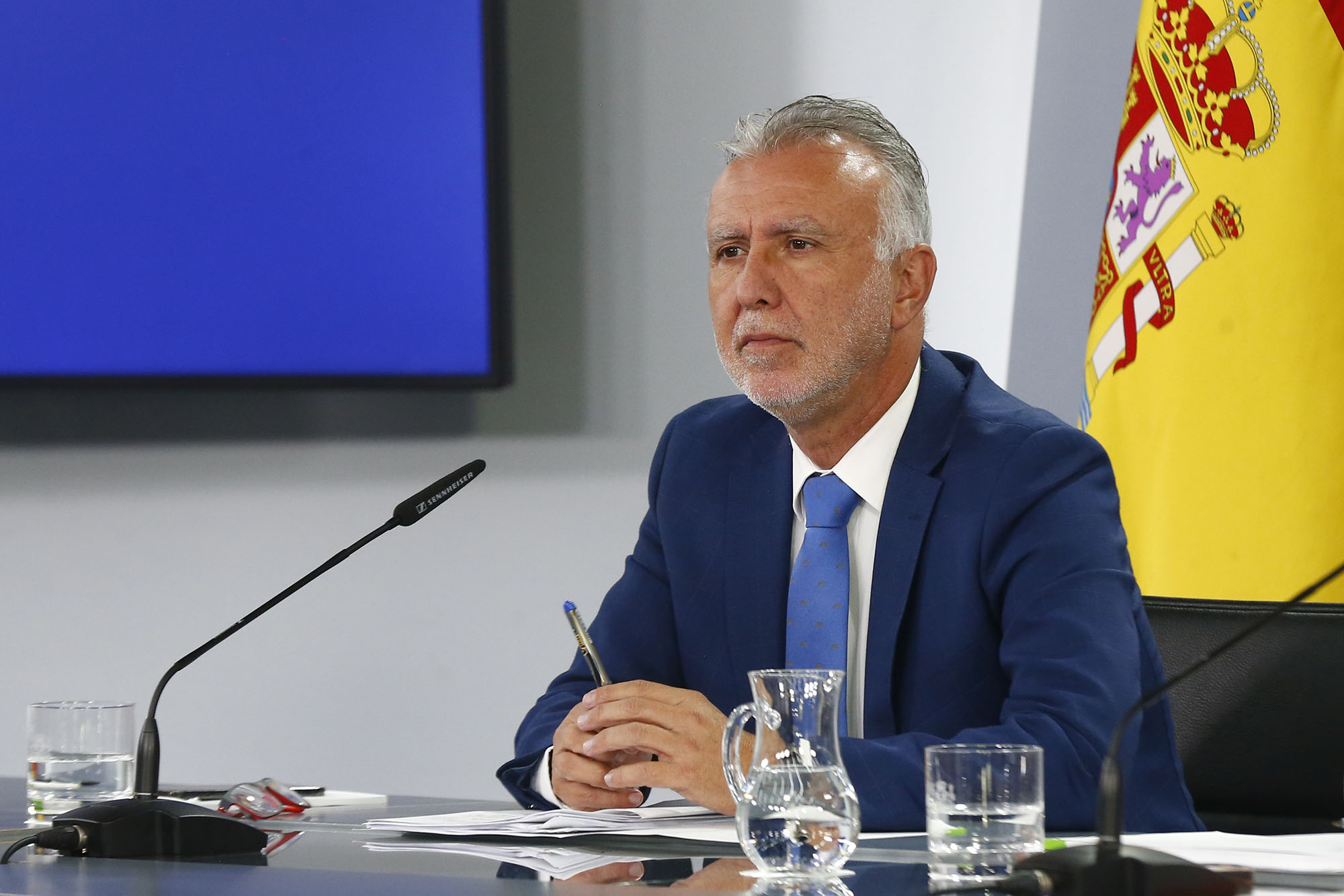 El ministro de Política Territorial y Memoria Democrática, Ángel Víctor Torres, en la rueda de prensa tras el Consejo