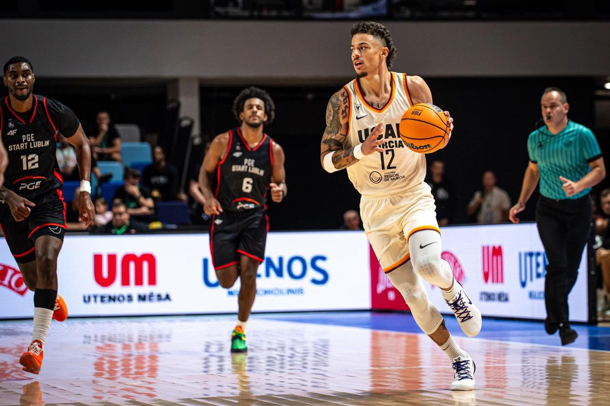 Jonah Radebaugh, capitán del UCAM Murcia, durante el partido ante el Lublin.