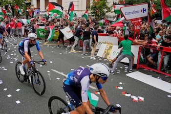 Los manifestantes pro Palestina durante