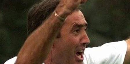 ** FILE ** European Ryder Cup team captain Severiano Ballesteros, of Spain, reacts as his compatriot Jose Maria Olazabal sinks his putt to square with the U.S. team during fourball match on day two of the Ryder Cup at Valderrama golf course, southern Spain, in this Sept. 27, 1997 file photo. Seve Ballesteros officially retired from competition Monday July 16, 2007, ending a charismatic career filled with five major championships, a record 50 victories on the European Tour and a fighting spirit that reinvigorated Europe in the Ryder Cup. (AP Photo/Dave Martin)